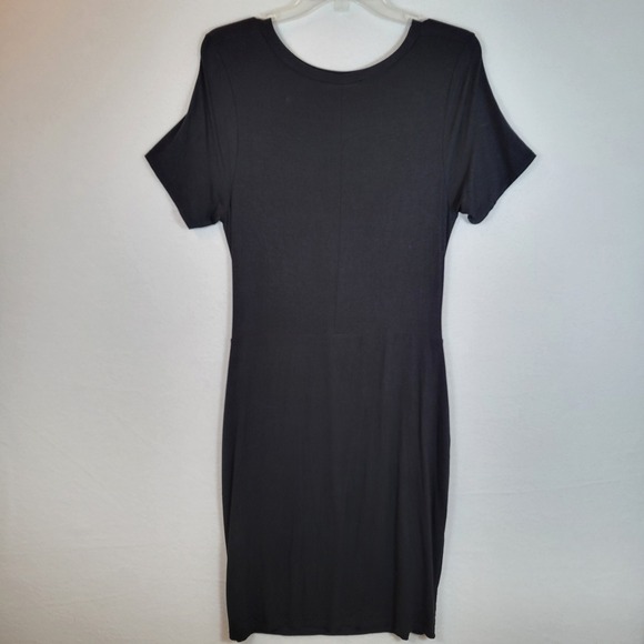 SOZY Womens Jersey Twist Shirt Midi Dress Size XL Black Comfort Minimalist - Picture 6 of 7